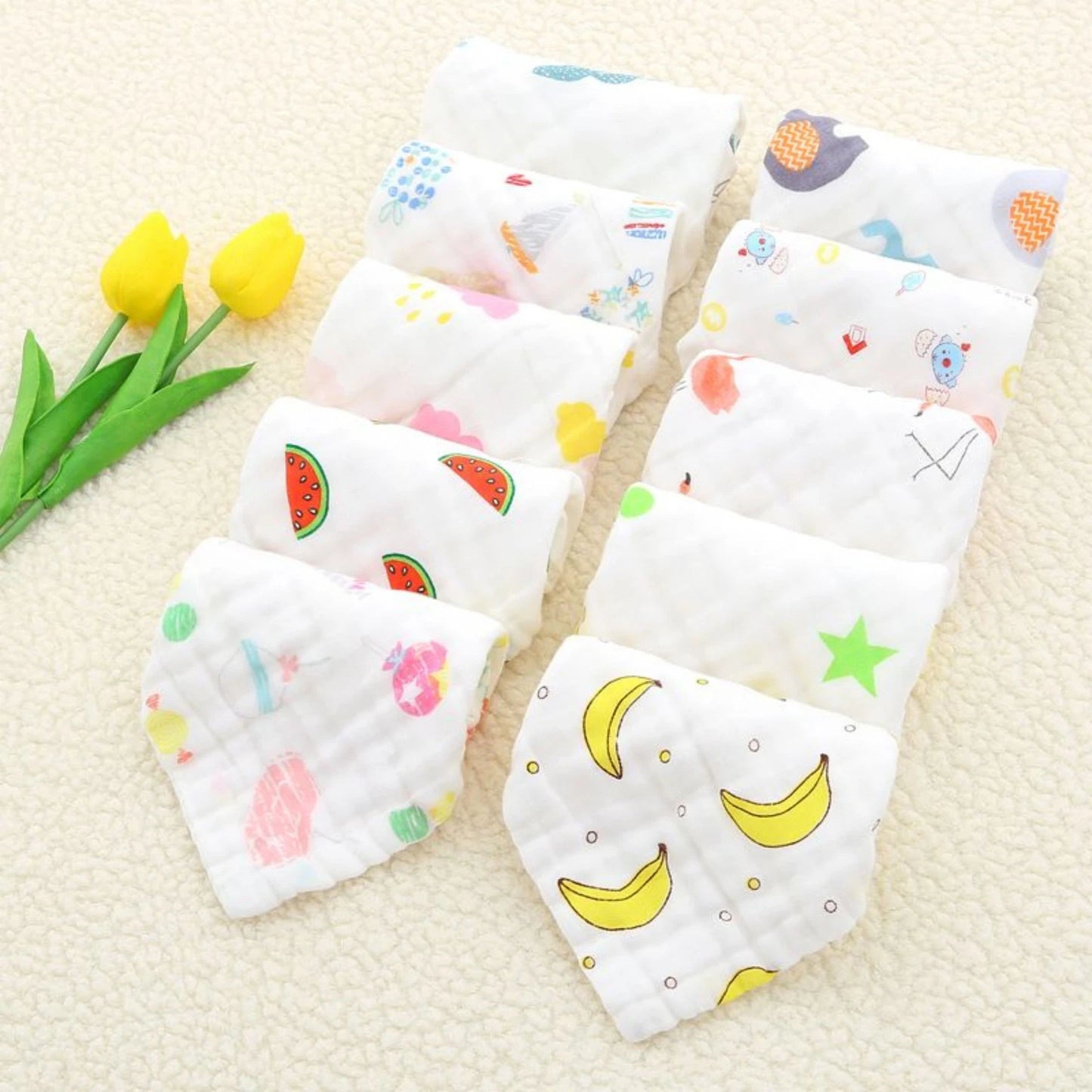 6 Layer Muslin Baby Face Towel / Wash Cloth/ Muslin Napkins
