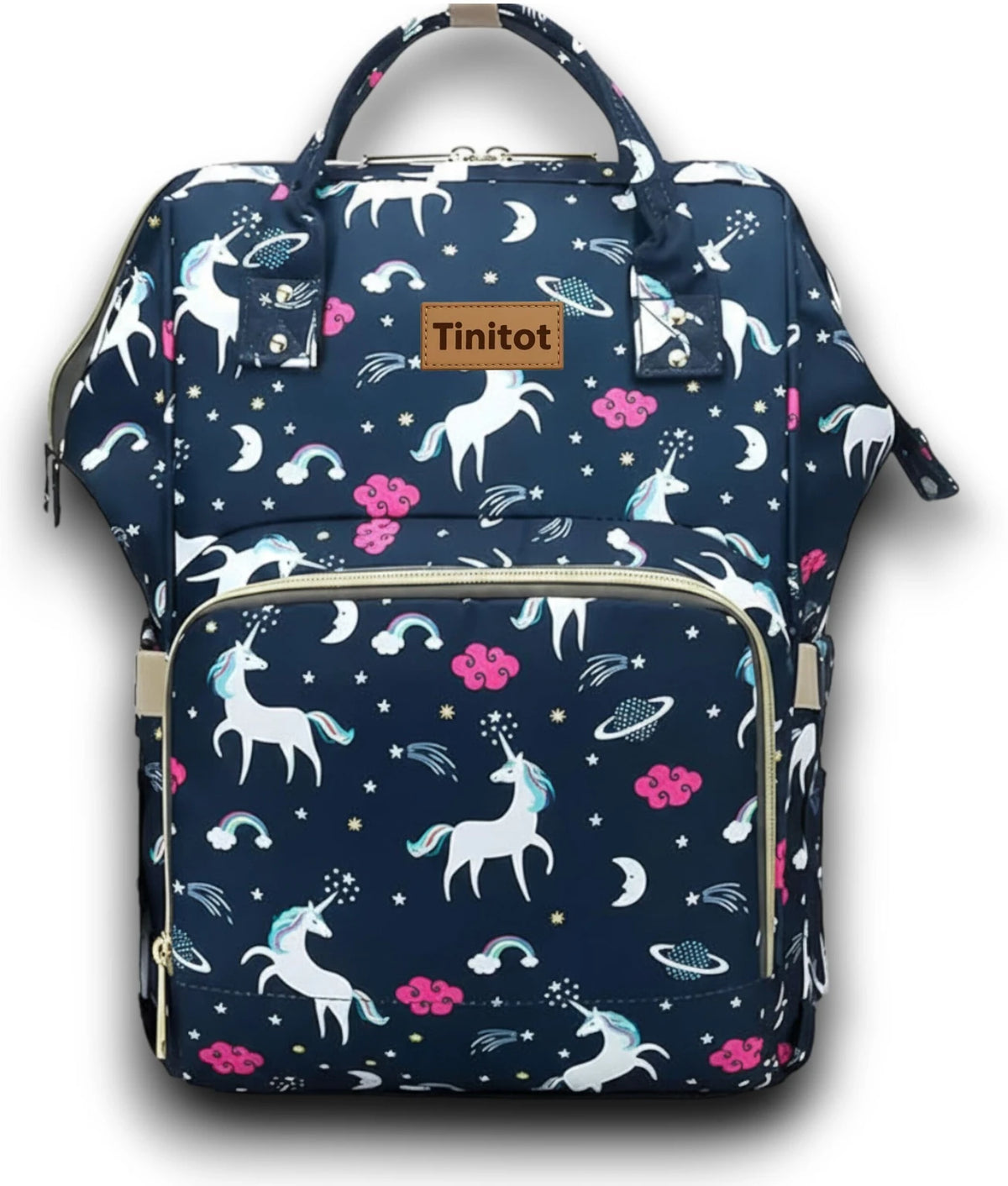 TiniTot Unicorn Diaper Backpack | Waterproof | Large 24L | Fashionable Baby Bag for Moms