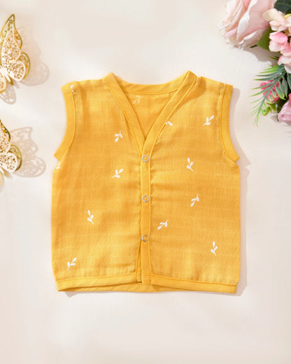 Muslin Cotton Baby Jabla Set | Pack of 4 | Soft Sleeveless Vest for Newborns & Infants