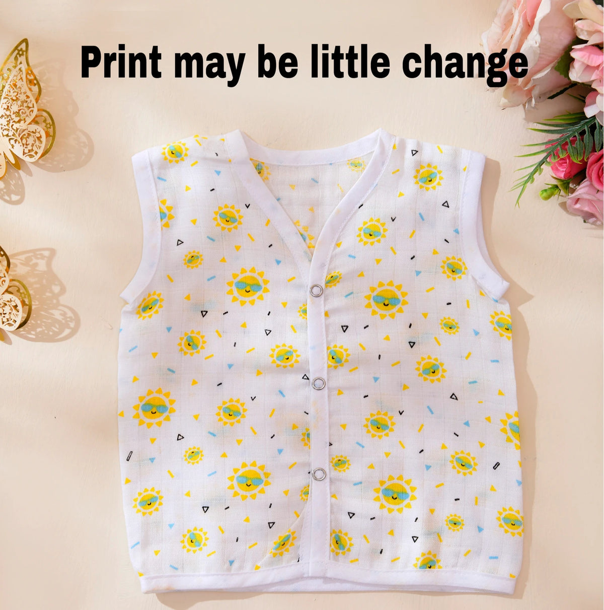 Muslin Cotton Baby Jabla Set | Pack of 4 | Soft Sleeveless Vest for Newborns & Infants