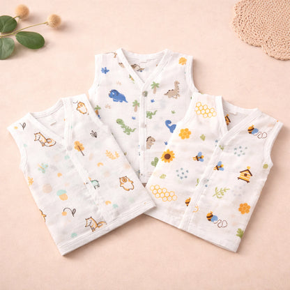Muslin Cotton Baby Jabla Set | Pack of 3 | 0-3 Months