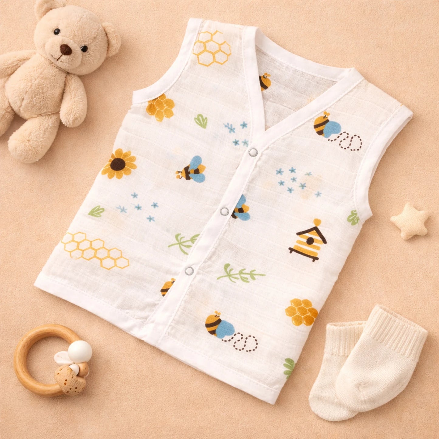 Muslin Cotton Baby Jabla Set | Pack of 3 | 0-3 Months