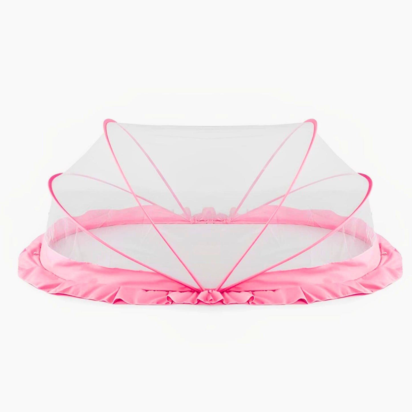 TiniTot Baby Mosquito Net | Foldable 360° Protection | No Zip No Hook | 0-24 Months | Pink