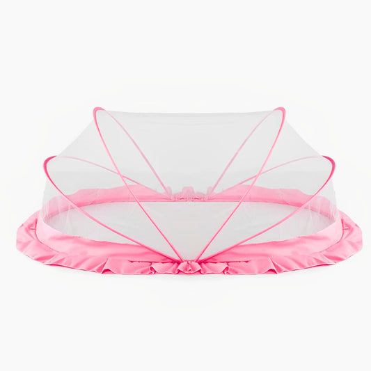 TiniTot Baby Mosquito Net | Foldable 360° Protection | No Zip No Hook | 0-24 Months | Pink
