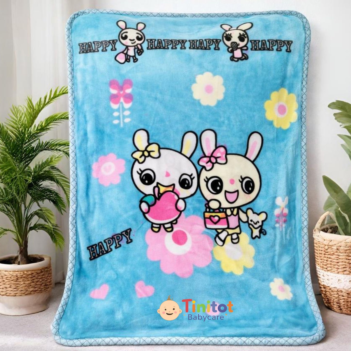 Tinitot Baby Blanket Super Soft Flannel Fleece Cartoon Print | Warm & Cozy Newborn Blanket | Lightweight All Season | Crib, Bed & Travel Use | 0–3 Years