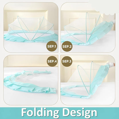 TiniTot Baby Mosquito Net | Foldable 360° Protection | No Zip No Hook | 0-24 Months | Mint Green