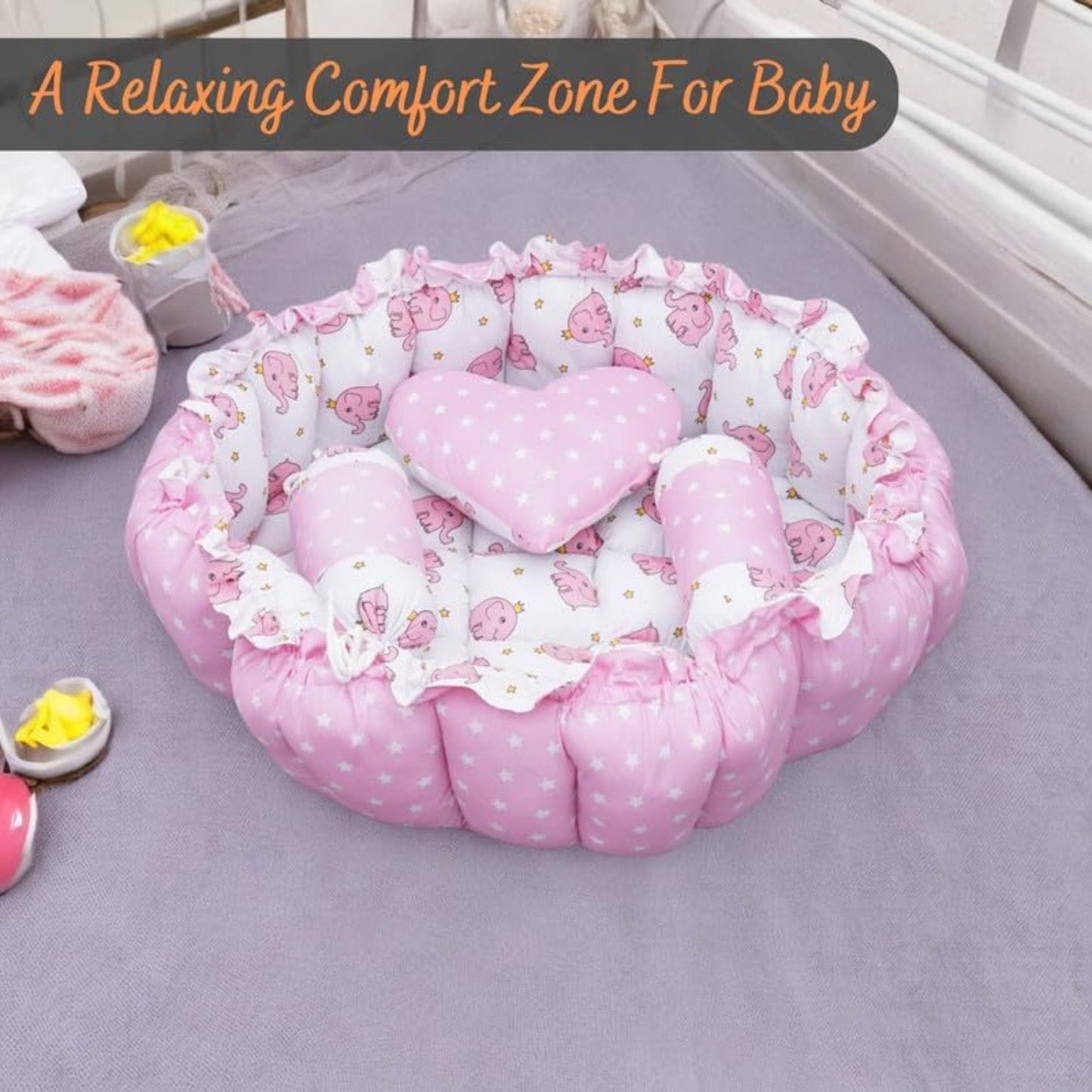 Tinitot Baby Reversible Cotton Bedding Set with Mosquito Net | 0-12 Months