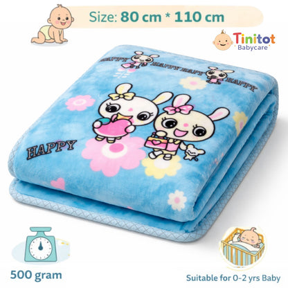 Tinitot Baby Blanket for Newborn | Soft Baby Blanket 0-2 Years | Happy Bunny Fleece Blanket (80x110 cm)