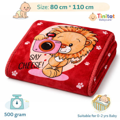 Baby Blanket for Newborn | Soft Fleece Baby Blanket 0-2 Years | Lion Print Infant Blanket | Baby Shower Gift | Tinitot (80x110 cm)