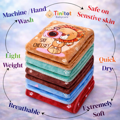 Baby Blanket for Newborn | Soft Fleece Baby Blanket 0-2 Years | Lion Print Infant Blanket | Baby Shower Gift | Tinitot (80x110 cm)
