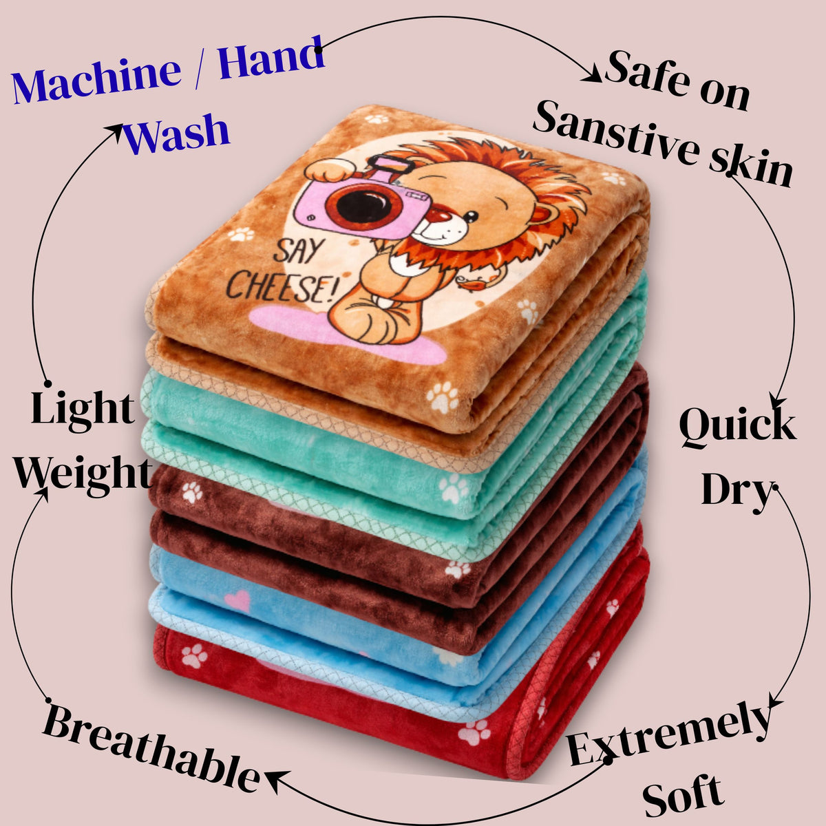 Baby Blanket for Newborn | Soft Baby Blanket 0-2 Years | Teddy Bear Fleece Blanket | Infant Blanket | Baby Shower Gift | Tinitot (80x110 cm)