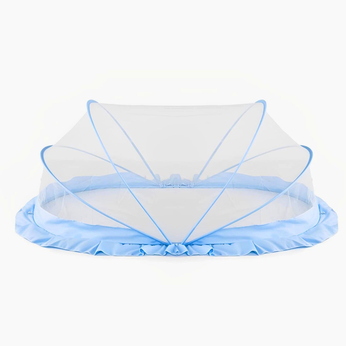 TiniTot Baby Mosquito Net | Foldable 360° Protection | No Zip No Hook | 0-24 Months | Blue