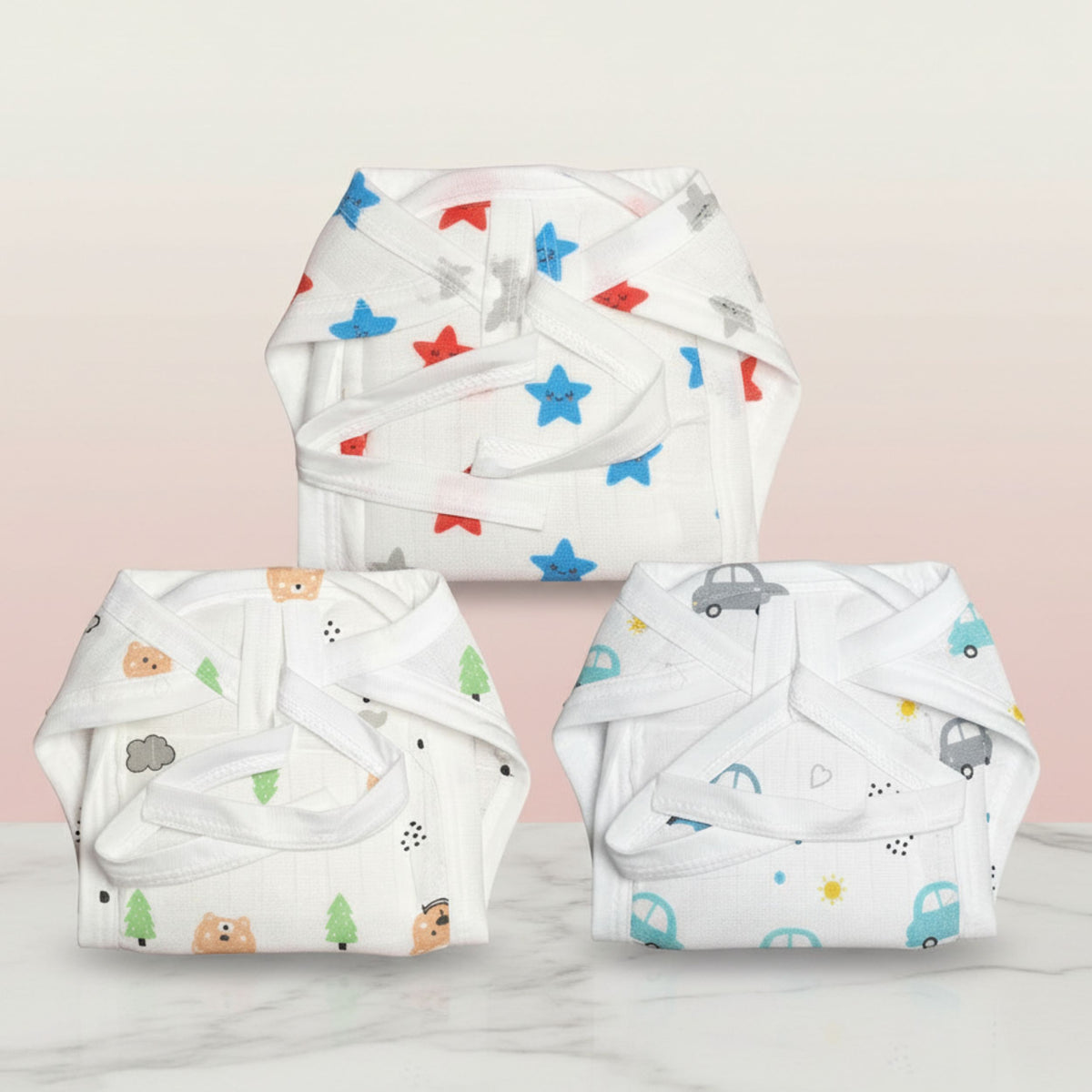 TiniTot Muslin Cloth Nappy | Langot - Pack of 3 | Washable & Reusable