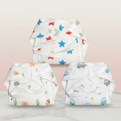 TiniTot Muslin Cloth Nappy | Langot - Pack of 3 | Washable & Reusable