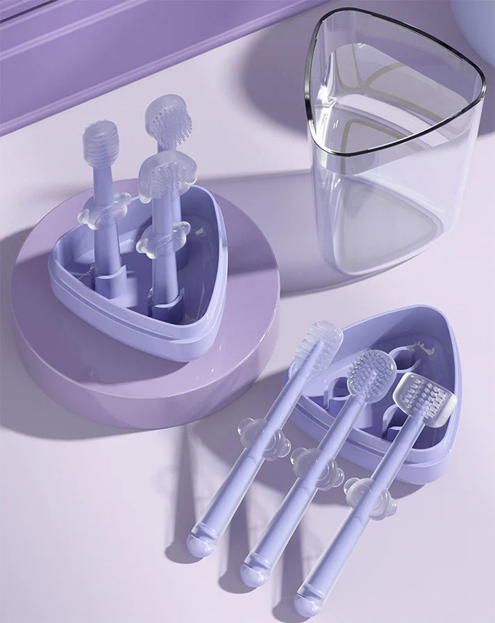 Toothbrush 3 Pc Set – 100% Soft Silicone (Newborn to Toddler)