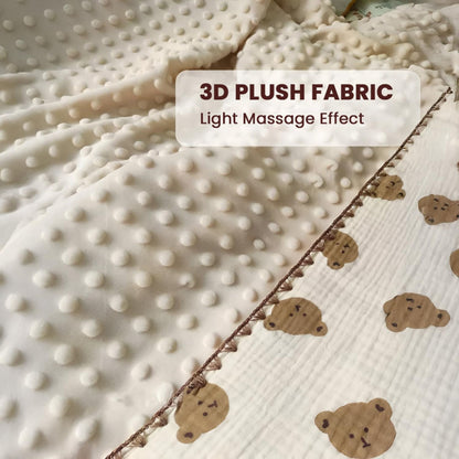 Tinitot Muslin Bubble Baby Blanket 6 Layer Cotton with Minky Dot, Ultra Soft Reversible Blanket, Breathable All Season Swaddle for Newborn 0–2 Years, 110x110 cm