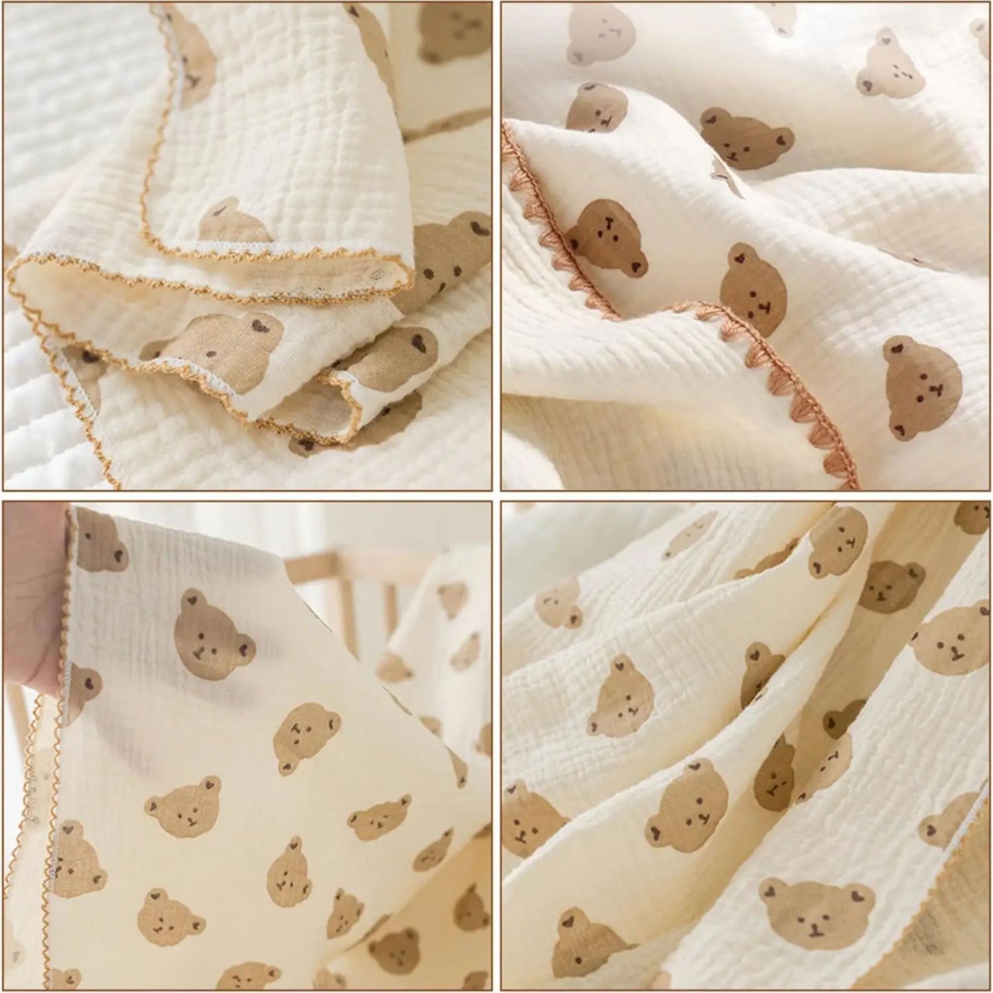 Tinitot Muslin Bubble Baby Blanket 6 Layer Cotton with Minky Dot, Ultra Soft Reversible Blanket, Breathable All Season Swaddle for Newborn 0–2 Years, 110x110 cm