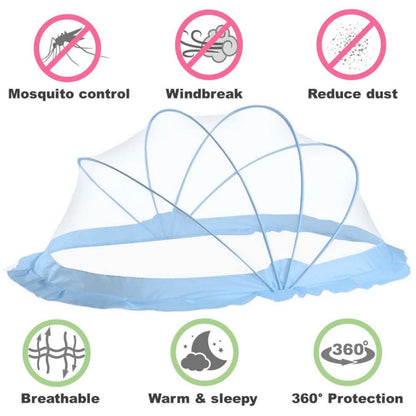TiniTot Baby Mosquito Net | Foldable 360° Protection | No Zip No Hook | 0-24 Months | Blue