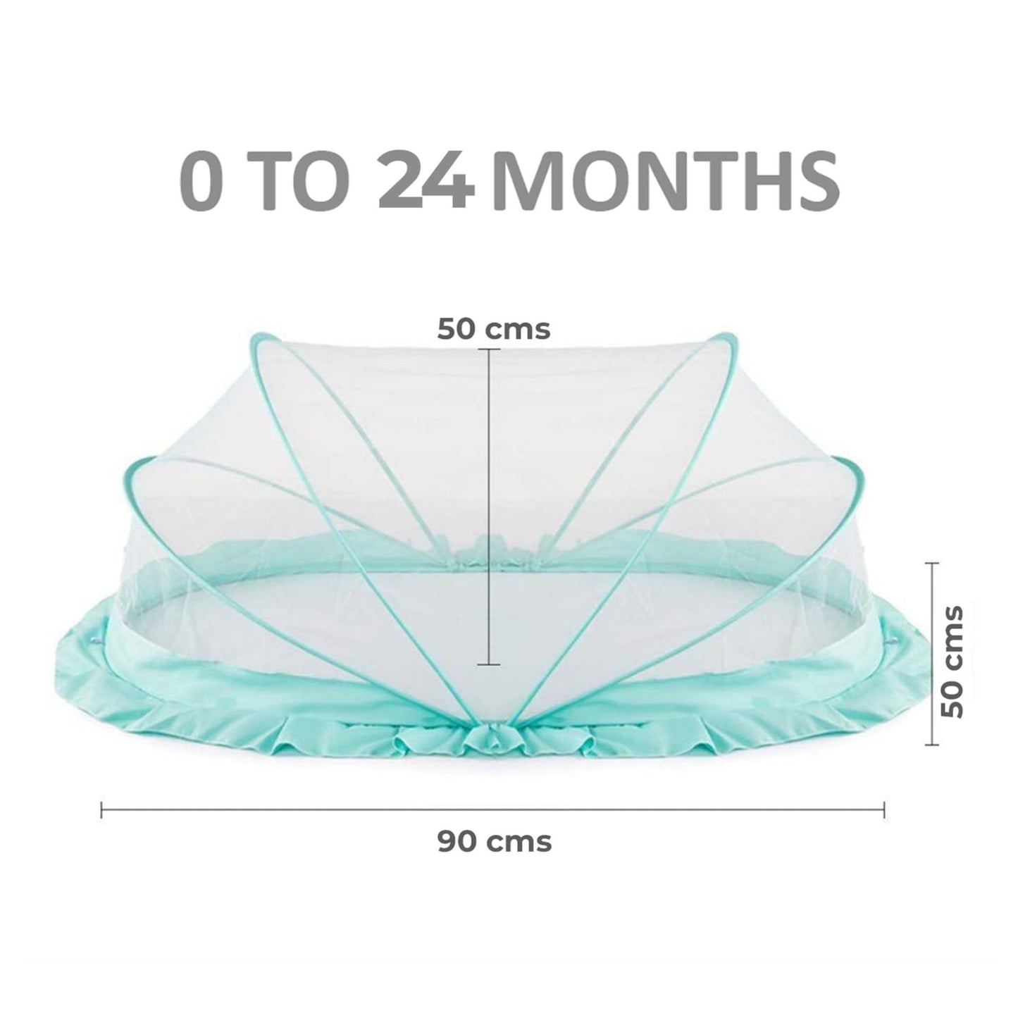 TiniTot Baby Mosquito Net | Foldable 360° Protection | No Zip No Hook | 0-24 Months | Mint Green