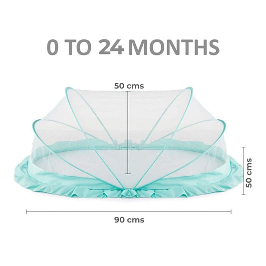TiniTot Baby Mosquito Net | Foldable 360° Protection | No Zip No Hook | 0-24 Months | Mint Green