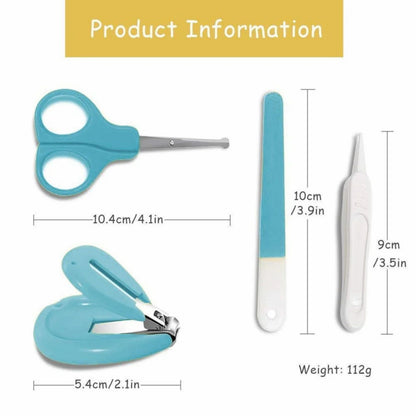 TiniTot Baby Nail Cutter Set | 4-in-1 Nail Care Kit | Scissors, Clipper, File & Tweezers | Newborn to Toddler | Blue