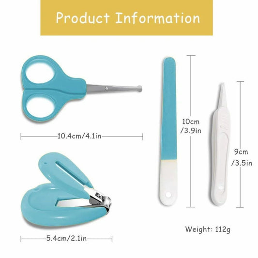TiniTot Baby Nail Cutter Set | 4-in-1 Nail Care Kit | Scissors, Clipper, File & Tweezers | Newborn to Toddler | Blue