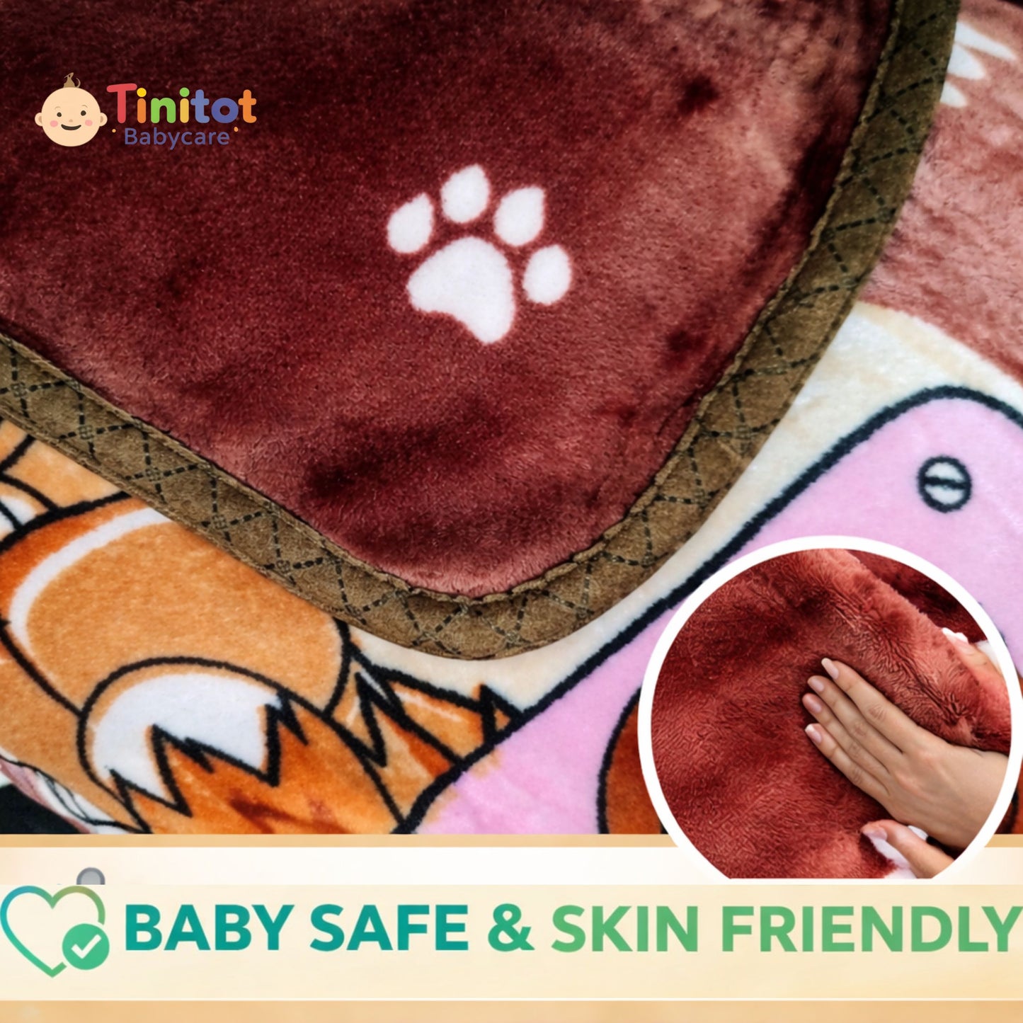 Tinitot Baby Blanket Super Soft Flannel Fleece Cartoon Print | Warm & Cozy Newborn Blanket | Lightweight All Season | Crib, Bed & Travel Use | 0–3 Years
