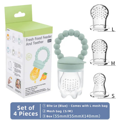 Silicone Fruit Feeder & Teether for Babies | 3 Mesh Sizes Included