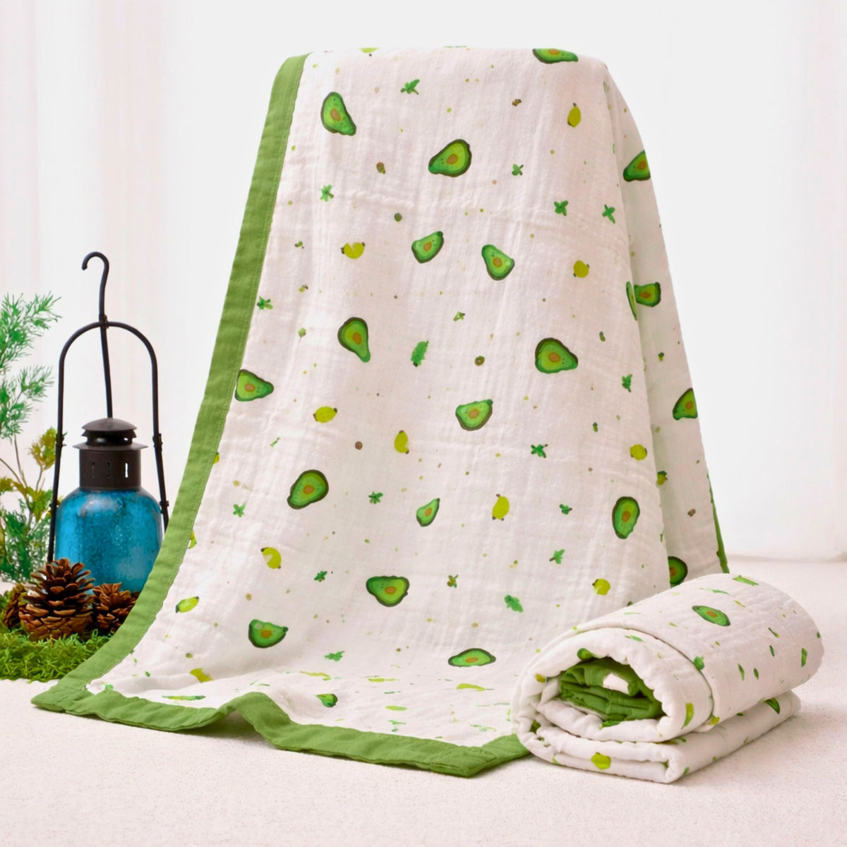 6 Layer Muslin Baby Blanket 100% Cotton, 110x110 cm, Soft Breathable Newborn Blanket, Lightweight Summer Swaddle for Babies