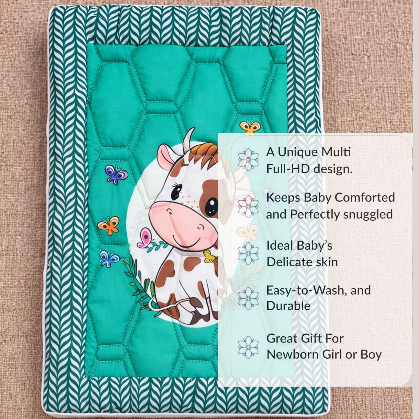 Baby Mattress | Baby Play Mat | Quilted Baby Bedding | 0-12 Months | Pack of 2