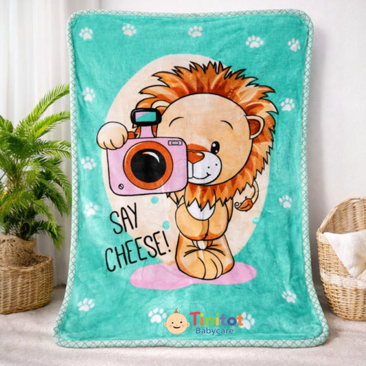 Cartoon Animal Printed Baby Blanket | Soft Fleece | 80x110 cm | 0-2 Years
