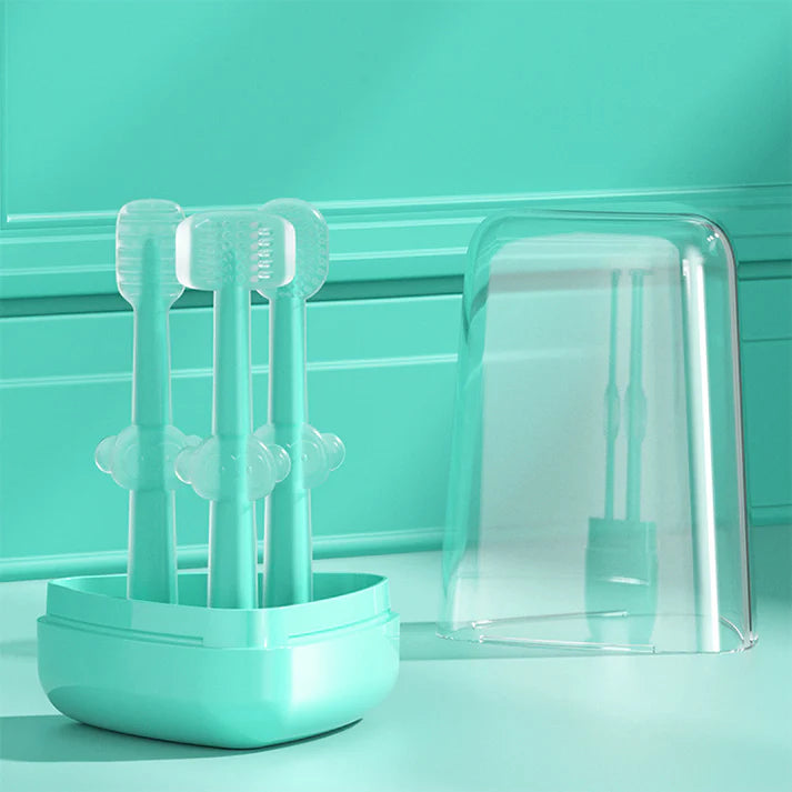 Toothbrush 3 Pc Set – 100% Soft Silicone (Newborn to Toddler)
