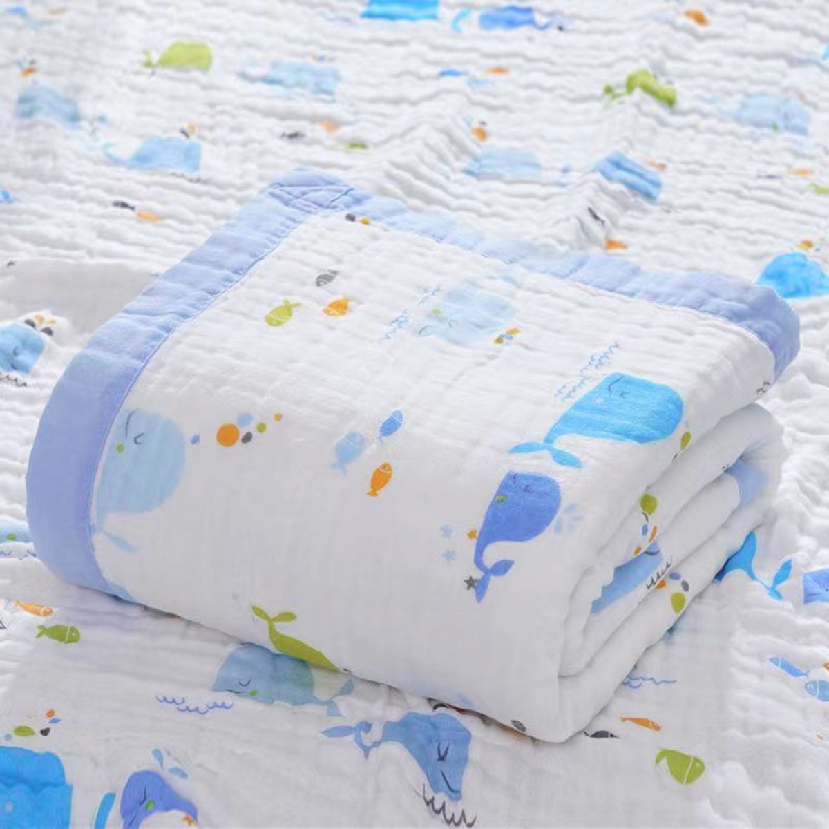6 Layer Muslin Baby Blanket 100% Cotton, 110x110 cm, Soft Breathable Newborn Blanket, Lightweight Summer Swaddle for Babies
