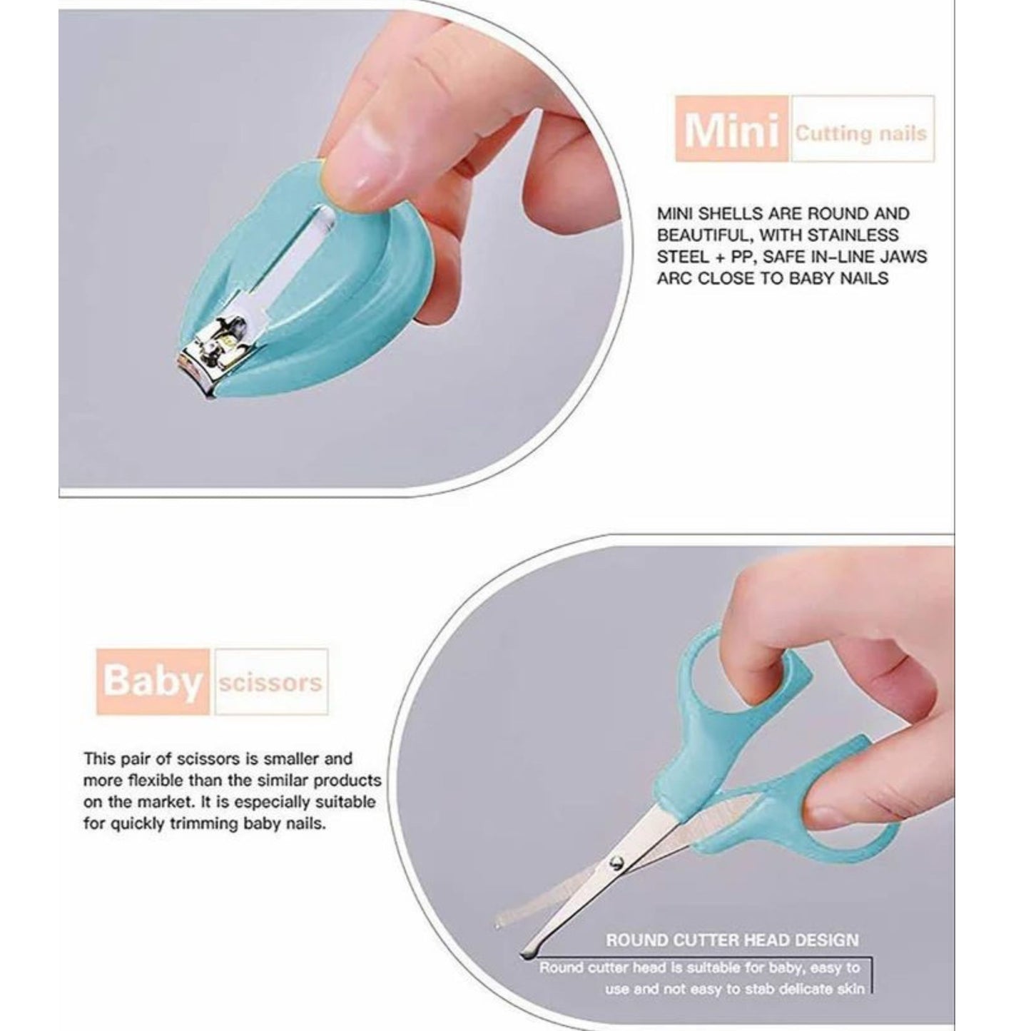 TiniTot Baby Nail Cutter Set | 4-in-1 Nail Care Kit | Scissors, Clipper, File & Tweezers | Newborn to Toddler | Blue