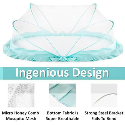 TiniTot Baby Mosquito Net | Foldable 360° Protection | No Zip No Hook | 0-24 Months | Mint Green