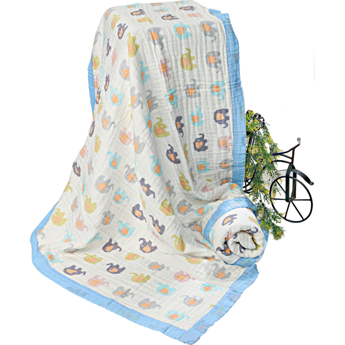 6 Layer Muslin Baby Blanket 100% Cotton, 110x110 cm, Soft Breathable Newborn Blanket, Lightweight Summer Swaddle for Babies