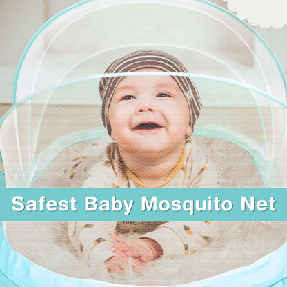 TiniTot Baby Mosquito Net | Foldable 360° Protection | No Zip No Hook | 0-24 Months | Mint Green