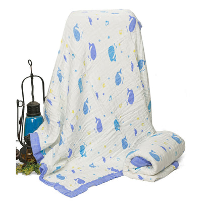 6 Layer Muslin Baby Blanket 100% Cotton, 110x110 cm, Soft Breathable Newborn Blanket, Lightweight Summer Swaddle for Babies