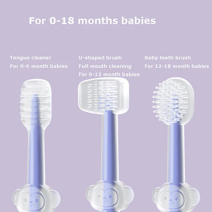 Toothbrush 3 Pc Set – 100% Soft Silicone (Newborn to Toddler)
