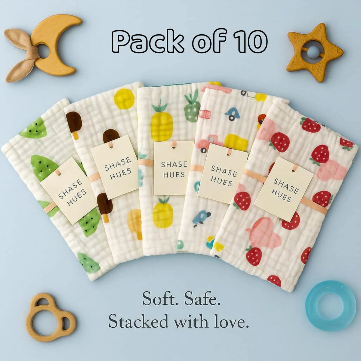6 Layer Muslin Baby Face Towel / Wash Cloth/  Muslin Napkins