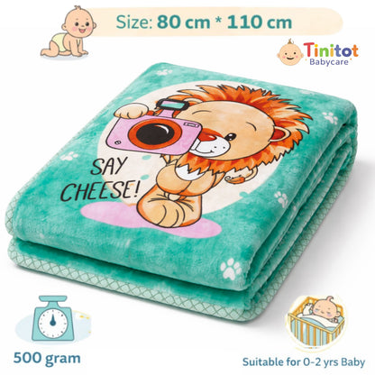 Cartoon Animal Printed Baby Blanket | Soft Fleece | 80x110 cm | 0-2 Years