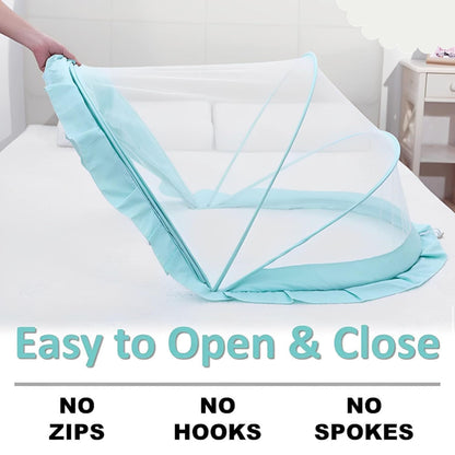 TiniTot Baby Mosquito Net | Foldable 360° Protection | No Zip No Hook | 0-24 Months | Mint Green