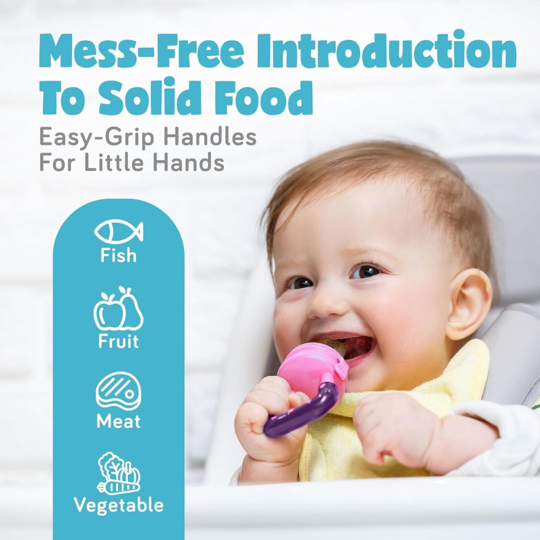 Baby Fruit Feeder Pacifier with 3 Silicone Nipple Sizes – Pack of 2