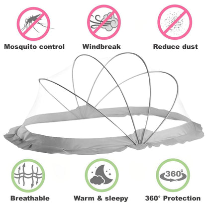 TiniTot Baby Mosquito Net | Foldable 360° Protection | No Zip No Hook | 0-24 Months | Grey