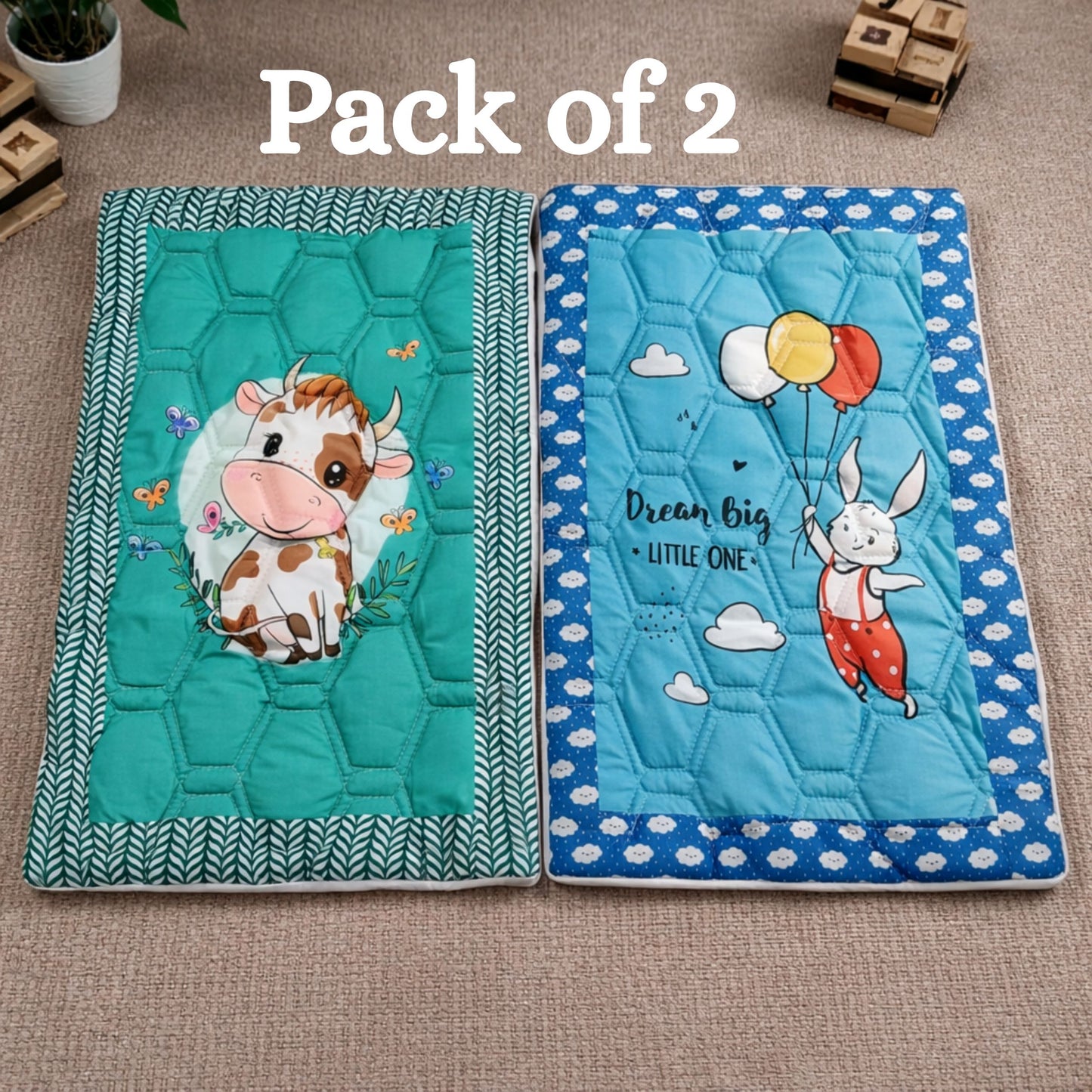 Baby Mattress | Baby Play Mat | Quilted Baby Bedding | 0-12 Months | Pack of 2