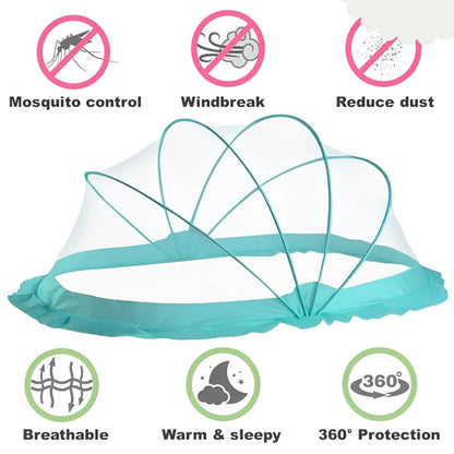 TiniTot Baby Mosquito Net | Foldable 360° Protection | No Zip No Hook | 0-24 Months | Mint Green