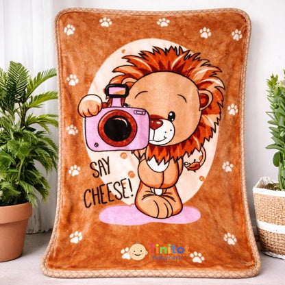 Tinitot Baby Blanket for Newborn | Soft Baby Blanket 0-2 Years | Lion Print Fleece Blanket (80x110 cm)
