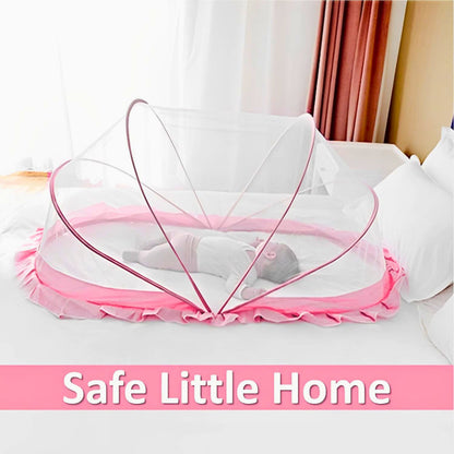 TiniTot Baby Mosquito Net | Foldable 360° Protection | No Zip No Hook | 0-24 Months | Pink