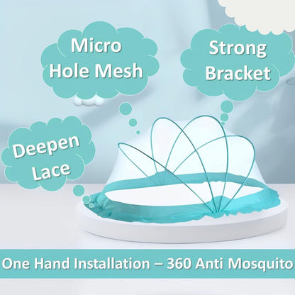 TiniTot Baby Mosquito Net | Foldable 360° Protection | No Zip No Hook | 0-24 Months | Mint Green
