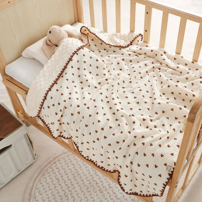 Tinitot Muslin Bubble Baby Blanket 6 Layer Cotton with Minky Dot, Ultra Soft Reversible Blanket, Breathable All Season Swaddle for Newborn 0–2 Years, 110x110 cm